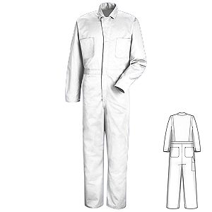 SNAP FRONT WHITE COTTON COVERALLS SIZE 54 REGULAR 