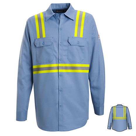 EXCEL-FR Flame Resistant Button Front Work Shirt with Reflective Trim ...