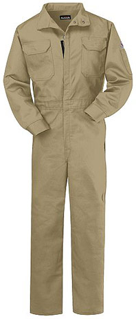Bulwark Flame Resistant 9 Oz Twill Cotton Excel FR Classic Gripper-Front Coverall With Two Set-In Front Pockets, Visual Green