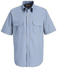 Red Kap Men's Oxford Striped Dress Uniform Shirt