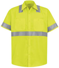 Red Kap Hi-Visibility Short Sleeve Ripstop Work Shirt - Type R, Class 2