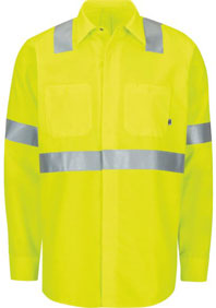 Red Kap Hi-Visibilty Long Sleeve Ripstop Work Shirt W/Mimix + Oilblok - Type R Class 2