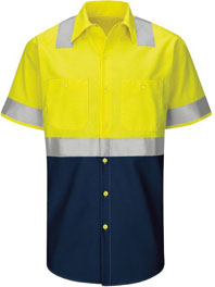 Red Kap Hi-Visibility Short Sleeve Color Block Work Shirt - Type R, Class 2