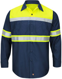 Red Kap Hi-Visibility Color Block Ripstop Work Shirt - Type O, Class 1