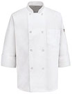 Long Sleeve Eight Pearl Button Chef Coat with Thermometer Pocket