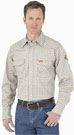 Wrangler® FR Flame Resistant Khaki/White Plaid Western Shirt
