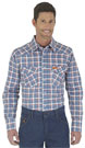 Wrangler® FR Flame Resistant Blue/Red Plaid Western Shirt