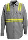 Bulwark Flame Resistant Button Front Work Shirt with Reflective Trim
